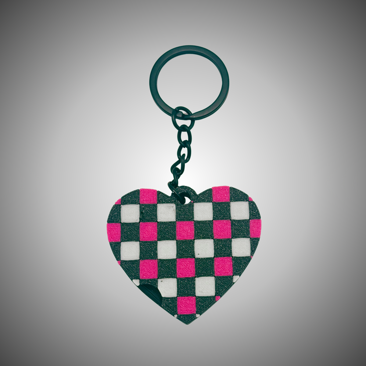Checkered Heart - Nail Saver Keychain
