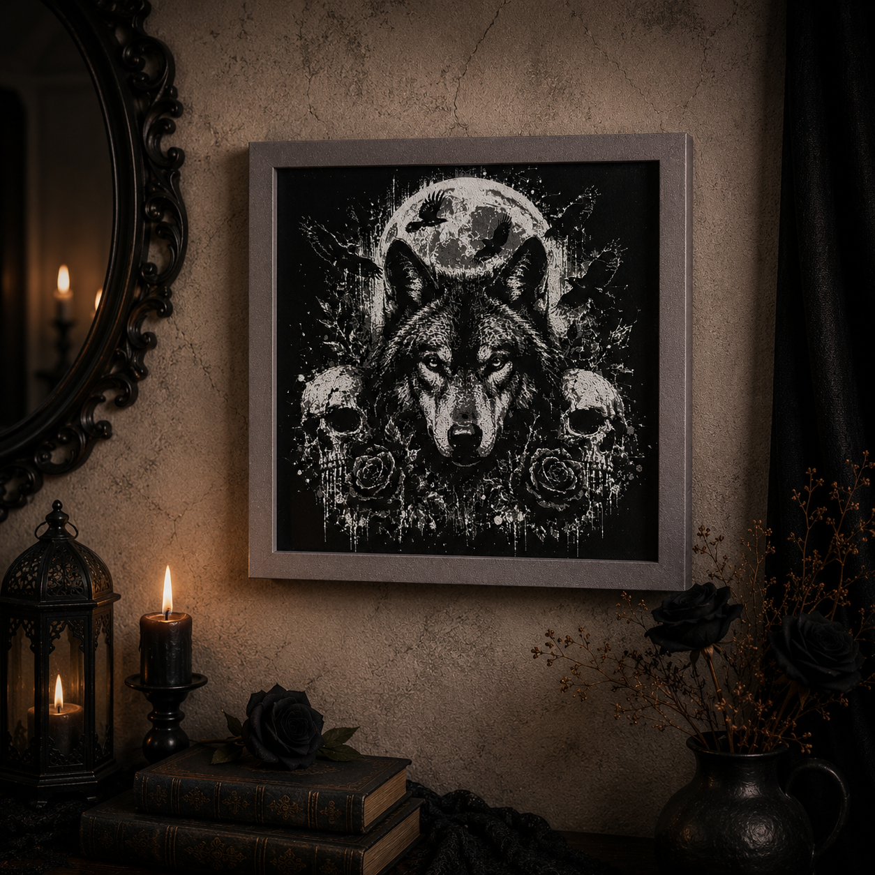 Moonlit Guardian Wolf - Wall Plaque