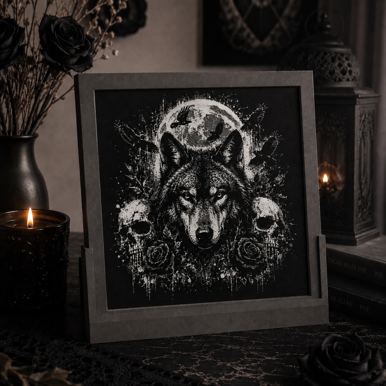 Moonlit Guardian Wolf - Wall Plaque